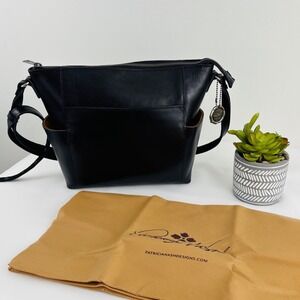 Patricia Nash Aveley Medium Leather Crossbody Adjustable Black Bag